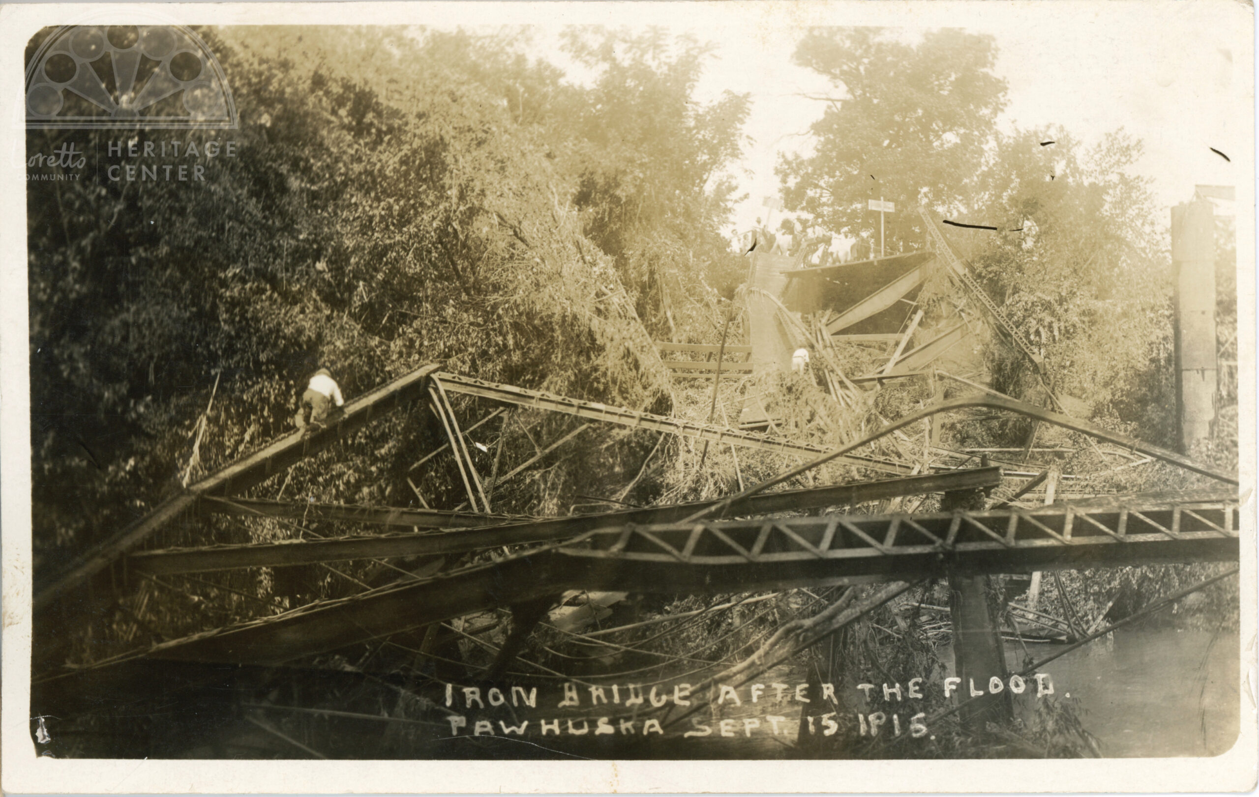 Iron Bridge after the flood. Pawhuska Postcard