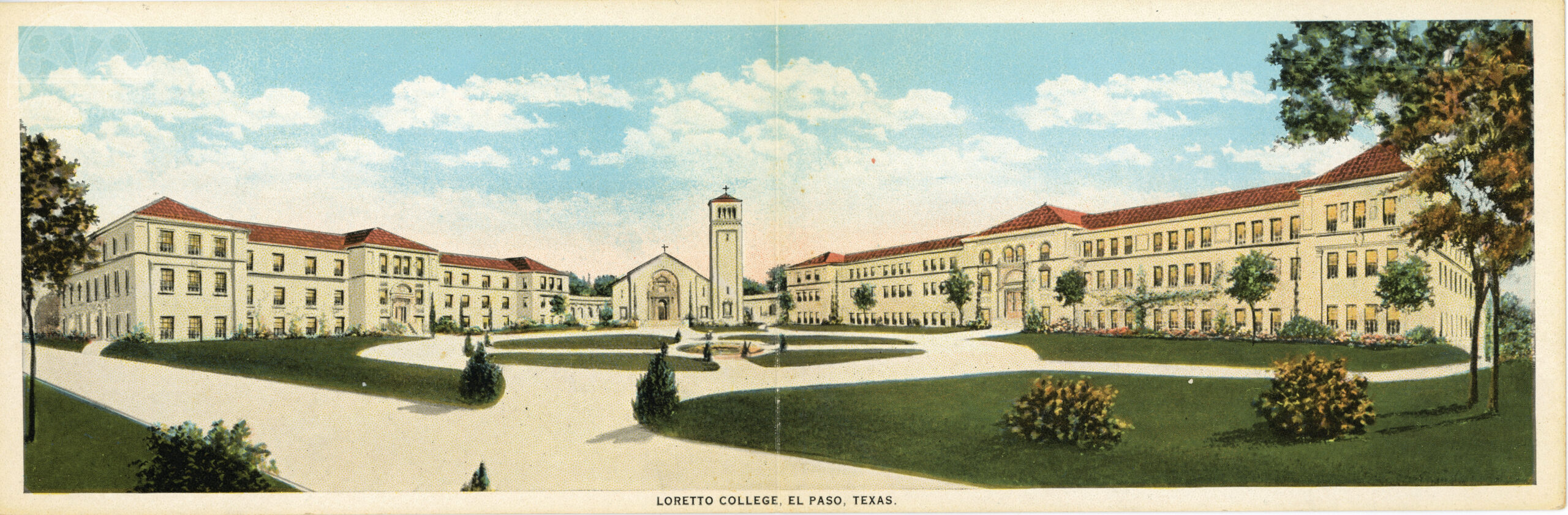 Loretto College double width postcard