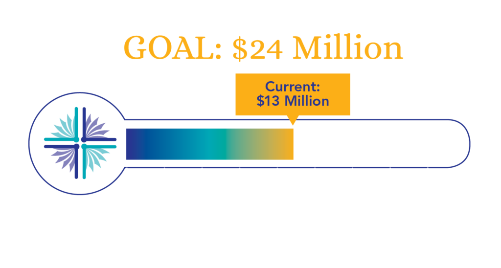 Campaign Thermometer showing 13 million dollars raised