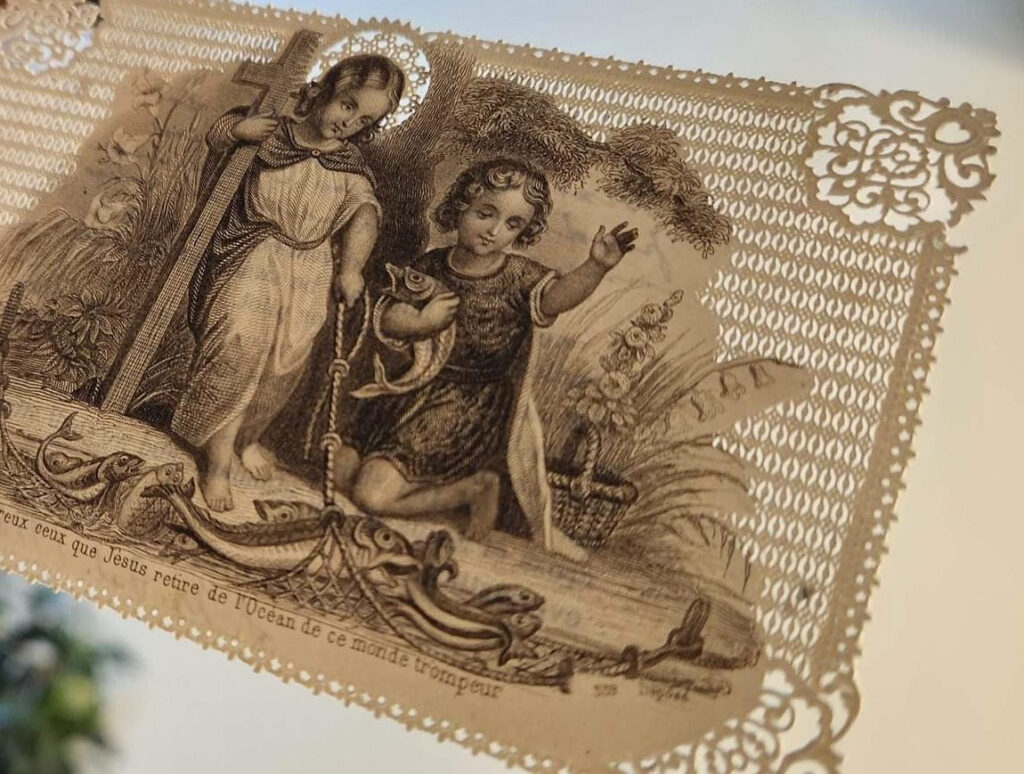 Holy Card with Lattice Work