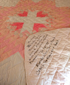 Quilt gifted to Sister Marion