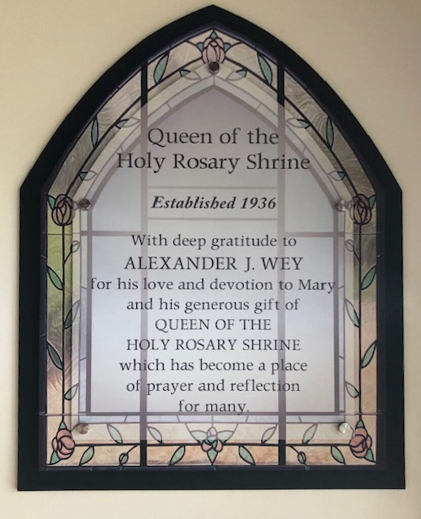 Queen of the Holy Rosary Shrine Plaque
