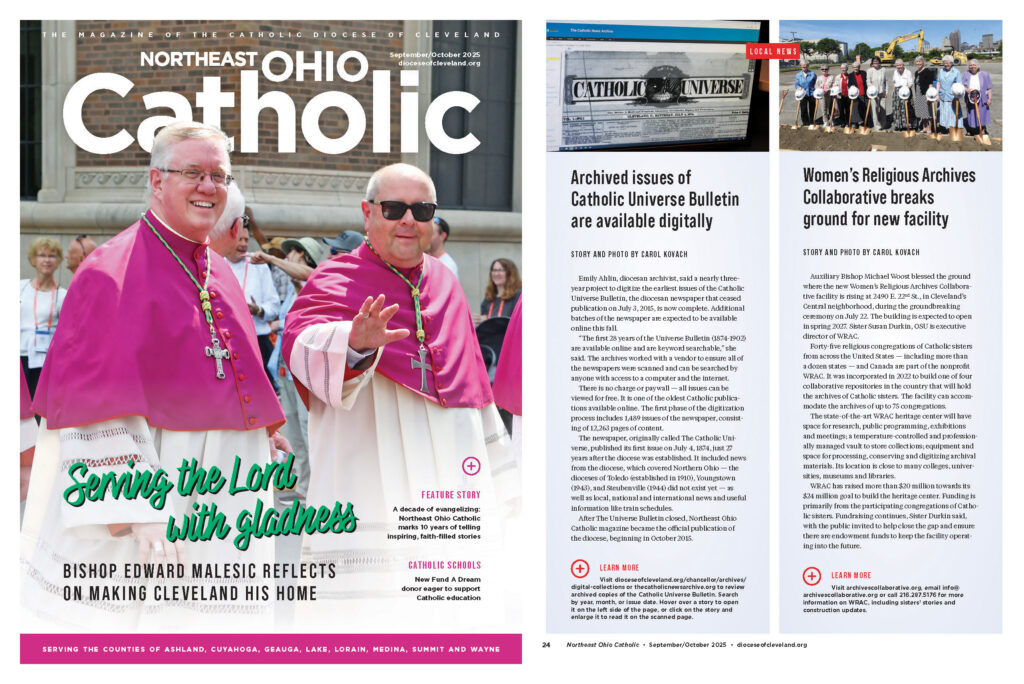 Northeast Ohio Catholic Magazine Cover and Article