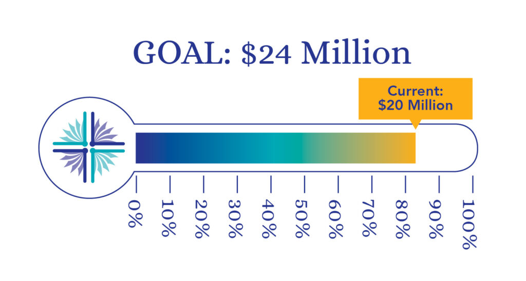 Campaign Thermometer showing 20 Million dollars raised